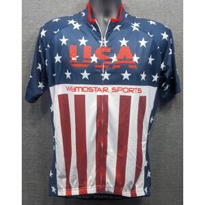 WEIMOSTAR Mens Cycling Jersey - USA Flag, Full Zip, Short Sleeve, XXL NWT